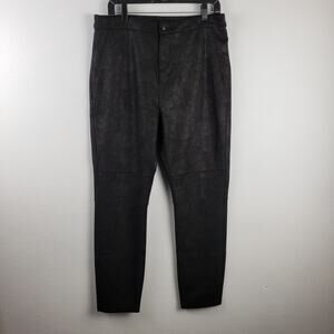 Soft Surroundings Women's L Urban Noir Faux Suede Moto Leggings Black High Waist